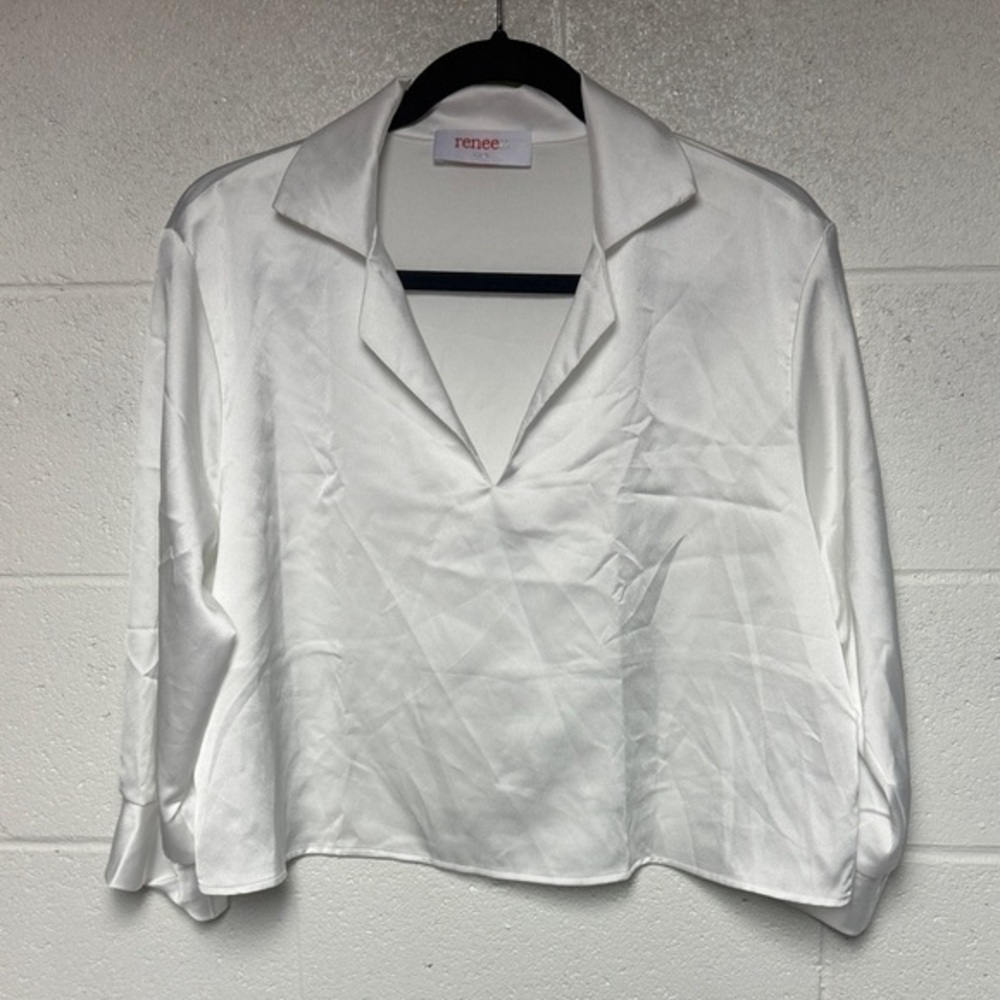 Renee C. White Satin‎ Blouse